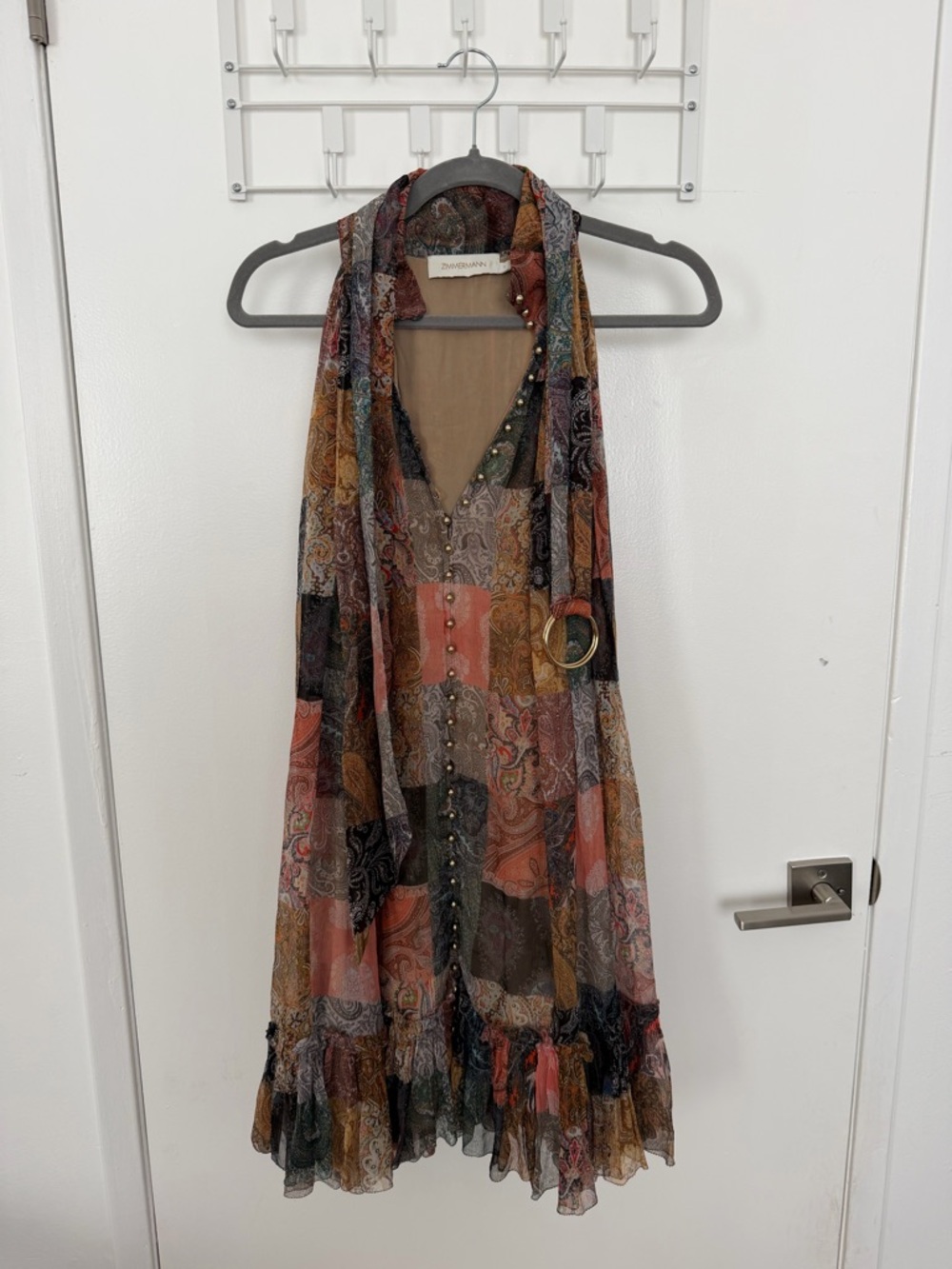 Zimmermann Multicolor Paisley Button-Front Mini Dress